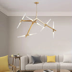 Nordic Herringbone Black Golden LED Chandelier for Living Dining Bedroom