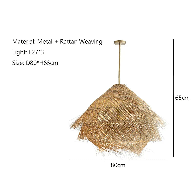 Rattan Wabi Sabi LED Chandelier for Home Decor Lighting