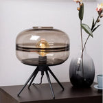 Glass & Metal Nordic Sofa Desk Lamp for Postmodern Bedroom & Living Room