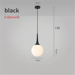 Glass Ball LED Pendant Lights for Modern Living Room, Black/White Horn Fixtures