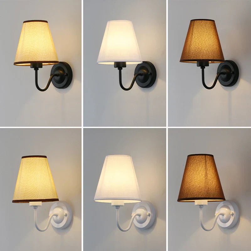 Fabric Lampshade Wall Sconce with LED Bulb for Home Decoration