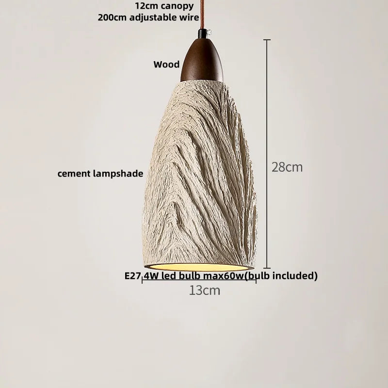 Nodric LED Pendant Lamp Cement & Wood Hanging Light