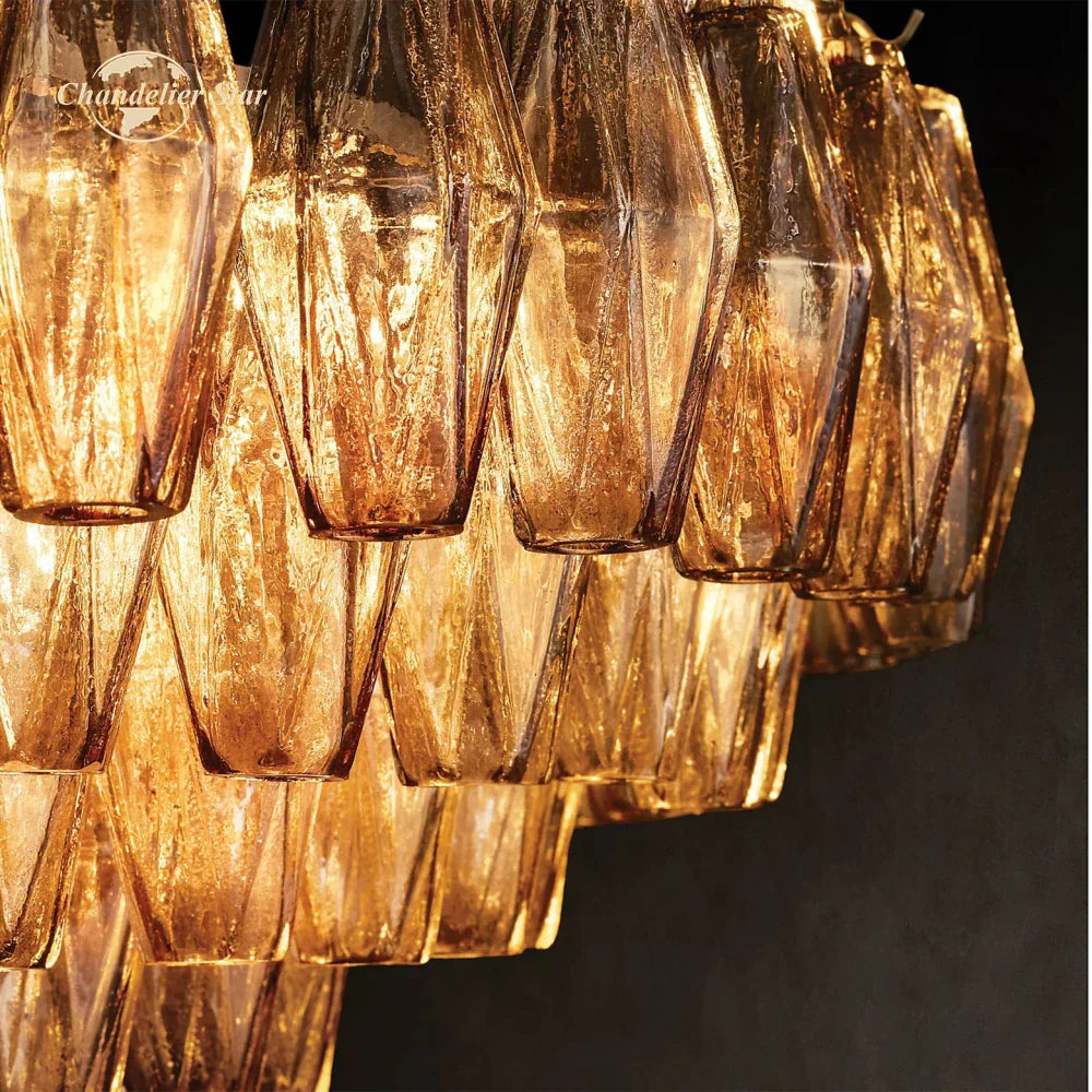 Smoke Glass Tiered Round Chandelier for Living Room, Bedroom, Dining Room