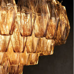 Smoke Glass Tiered Round Chandelier for Living Room, Bedroom, Dining Room
