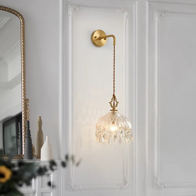 Crystal Glass LED Wall Sconce - Luxury French Stair Light for Home Decor