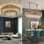 Gold Crystal Chandelier for Living Room Luxury Lighting Fixture
