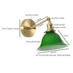 Green Glass LED Wall Sconce, Pull Chain Switch, for Bedside, Bathroom, Living Room