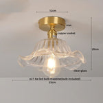 Green Glass Copper Ceiling Light Fixture Balcony Kitchen Modern LED Lamp