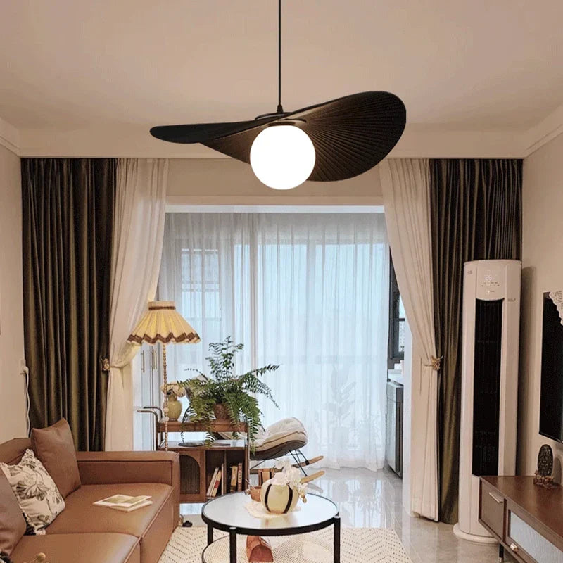 Nordic White/Black Fabric Chandelier Glass Shades Pendant Lamp