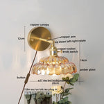 Nordic LED Wall Lights Pull Chain Switch Copper Glass Home Decor
