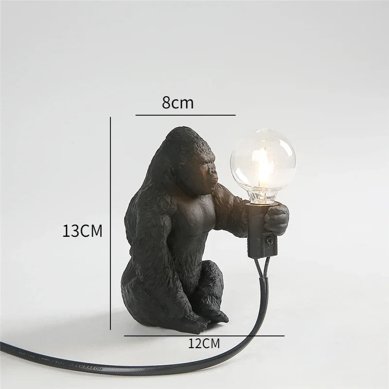 Resin Monkey Table Lamp: Decorative Gorilla Bedroom Light Fixture