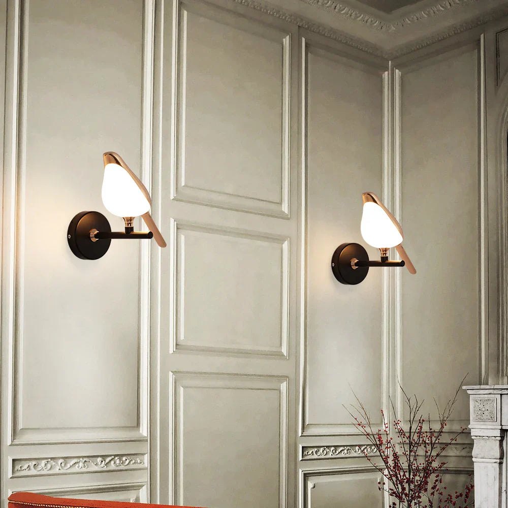 Bird Wall Light Night Modern Fixture Iron Lamp Living Room LED