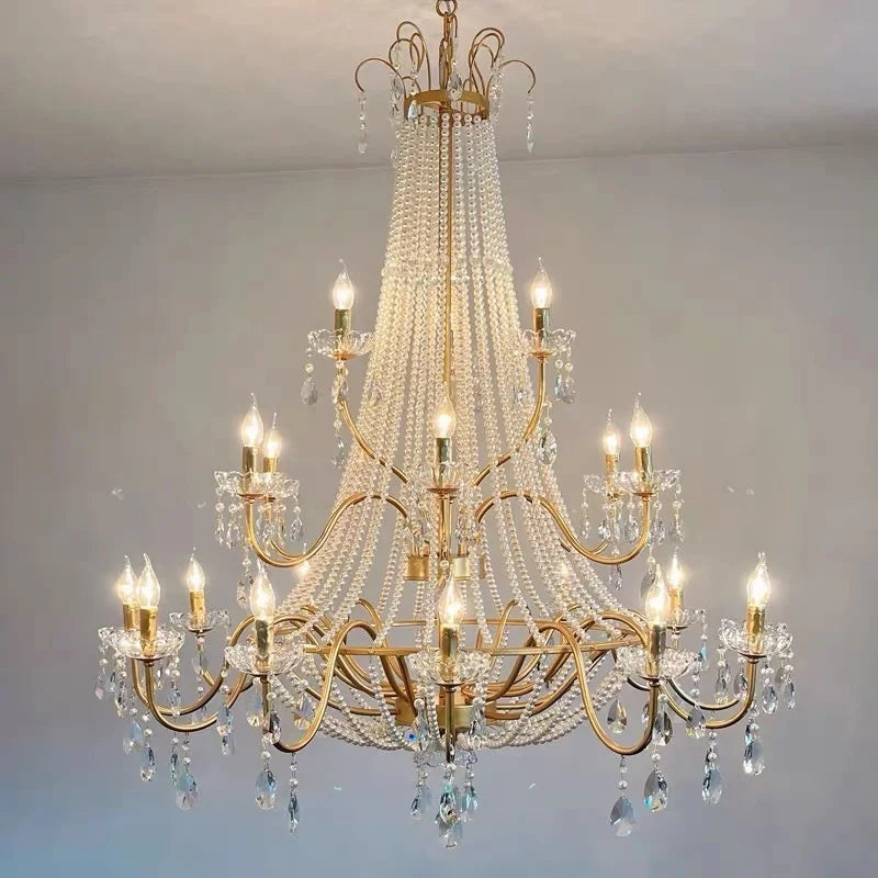 Crystal LED Chandelier Pendant Lights for Villa Stairs and Hotel Decor