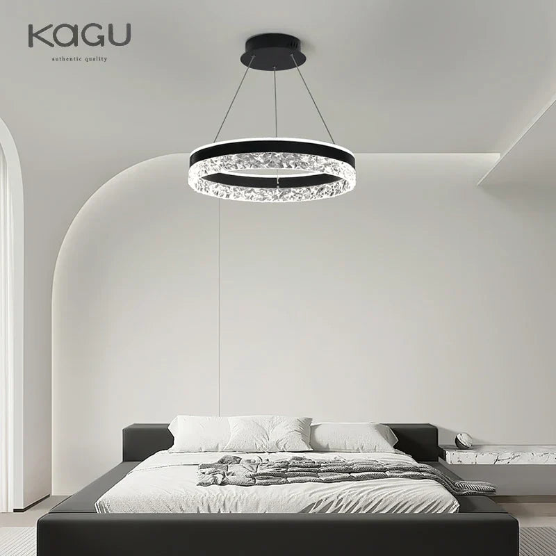 Crystal Rings LED Chandelier Black&White Frame