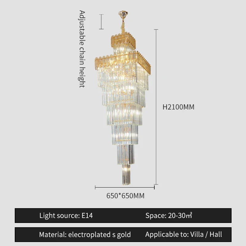 Nordic Duplex Villa Crystal Chandelier for Luxury Spaces
