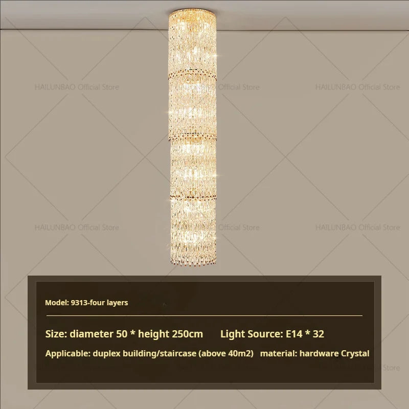 Sky High Crystal Chandelier Pendant Light Living Room Villa Main Light
