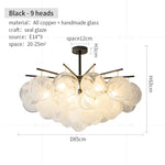 Modern Black Gold All-Copper Chandelier for Living Room Restaurant Nordic Minimalist
