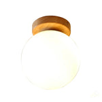 Glass Ball LED Ceiling Lamp on Wooden Pedestal