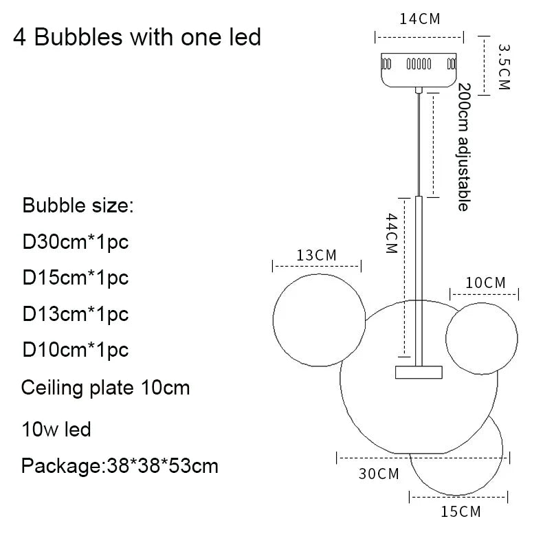 Nordic Mickey LED Glass Ball Pendant Light for Home Decor and Kitchen Lighting