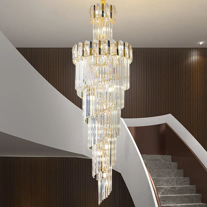 Rotating Crystal Stairwell Chandelier