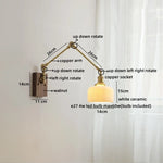 Ceramic Copper Swing Arm LED Wall Lights for Home Decor