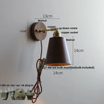 Nordic Copper Lampshade LED Wall Sconce with Pull Chain Switch