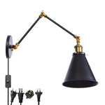 Retro LED Swing Arm Wall Sconce Black Industrial Vintage Lamp