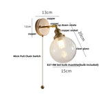 Rotatable Copper LED Wall Lamp with Pull Chain Switch