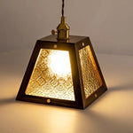 Walnut Wood LED Pendant Light Clear Glass Adjustable Loft Retro