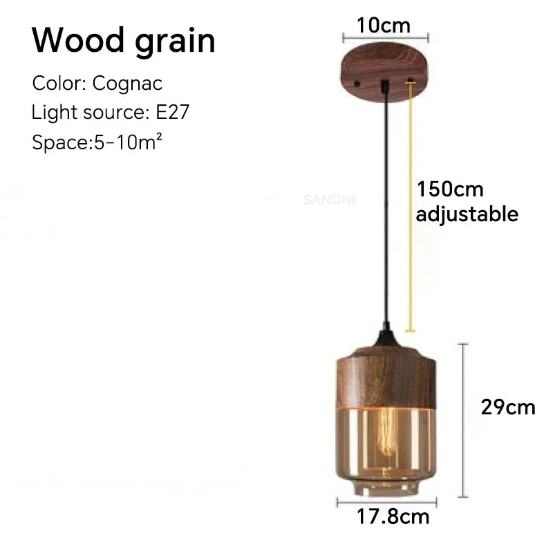 Nordic LED Glass Pendant Lights - Modern Wood Art for Stylish Living Spaces