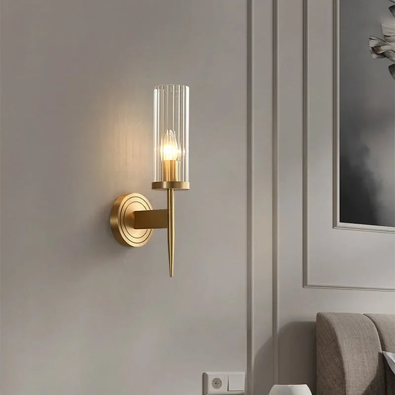Nordic Copper Gold Wall Lamp for Home Bedroom Living Room