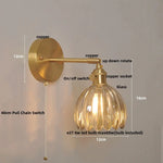 Vintage Glass Wall Sconce - LED Pull Chain Switch Up Down Rotate Wall Lamp