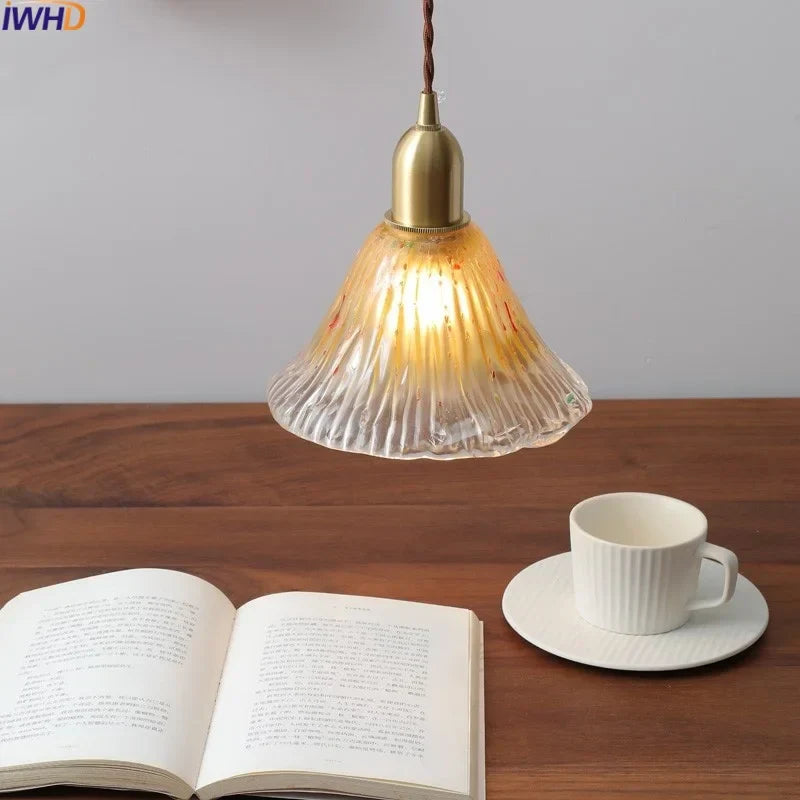 Copper Glass LED Pendant Lamps Modern Style Nordic Hanging Light Fixtures