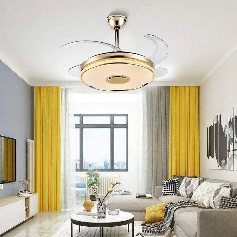 90 Modern Ceiling Fan with Bluetooth Speaker, LED Light, and Remote Control