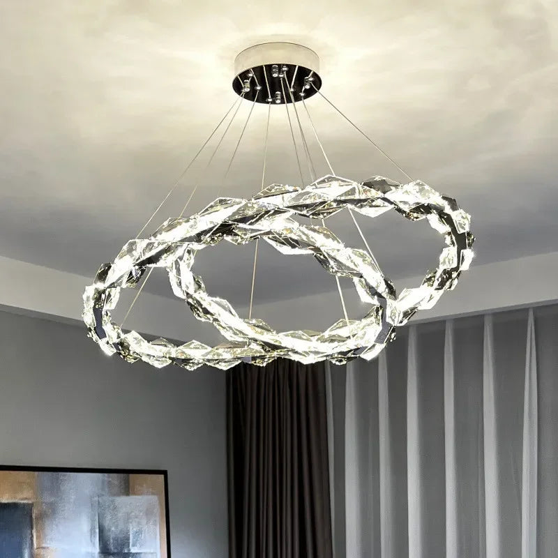 Crystal Chandelier Pendant Light - Dimmable Modern Luxury LED Chrome Luminaria