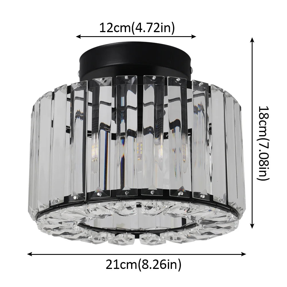 Modern Crystal Chandelier Flush Mount Ceiling Light for Bedroom Hallway Office