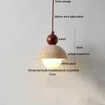 Yellow Travertine Wood LED Pendant Lamp - Nordic Modern Living Dining Room Light