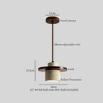 LED Pendant Lamp Yellow Travertine Wood Nordic Minimalism Hanging Light