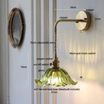Glass & Copper Green Flower LED Wall Sconce with Pull Chain