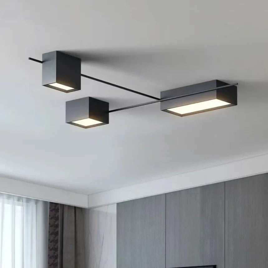 Black Nordic LED Ceiling Lights Chandeliers for Modern Living Room Decoration