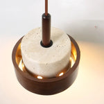 LED Wood Pendant Light Fixture Wabi Sabi Hang Lamp for Living Room