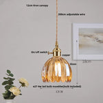 Afralia™ Amber Glass LED Pendant Light - Modern Copper Hanging Fixture