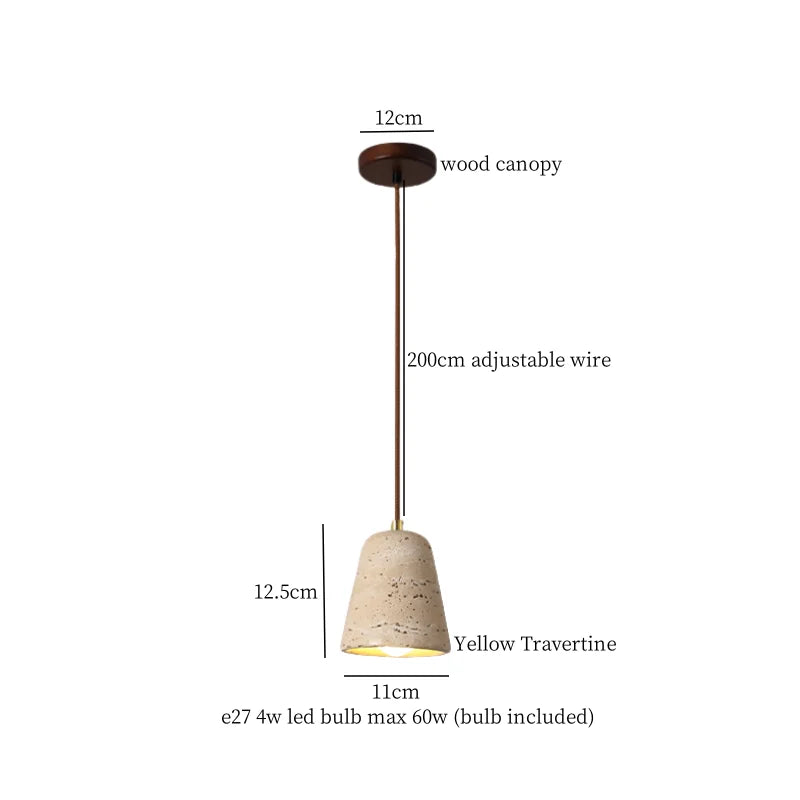 Yellow Travertine LED Pendant Light for Home Decor, Bedroom, Cafe, Dining, Living Room