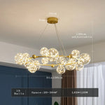 Golden Ring Glass Ball Chandelier with Remote Control for Living Dining Room