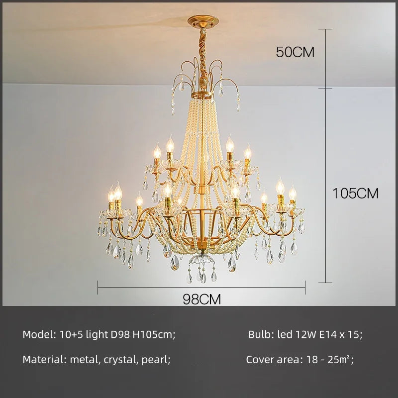 Crystal LED Chandelier Pendant Lights for Villa Stairs and Hotel Decor