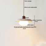 Yellow Travertine Wood Base LED Pendant Lights - Modern Adjustable Hanging Lamp