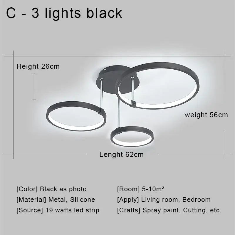 LED Ceiling Chandelier Remote Control Living Room Bedroom Kitchen Lamp White