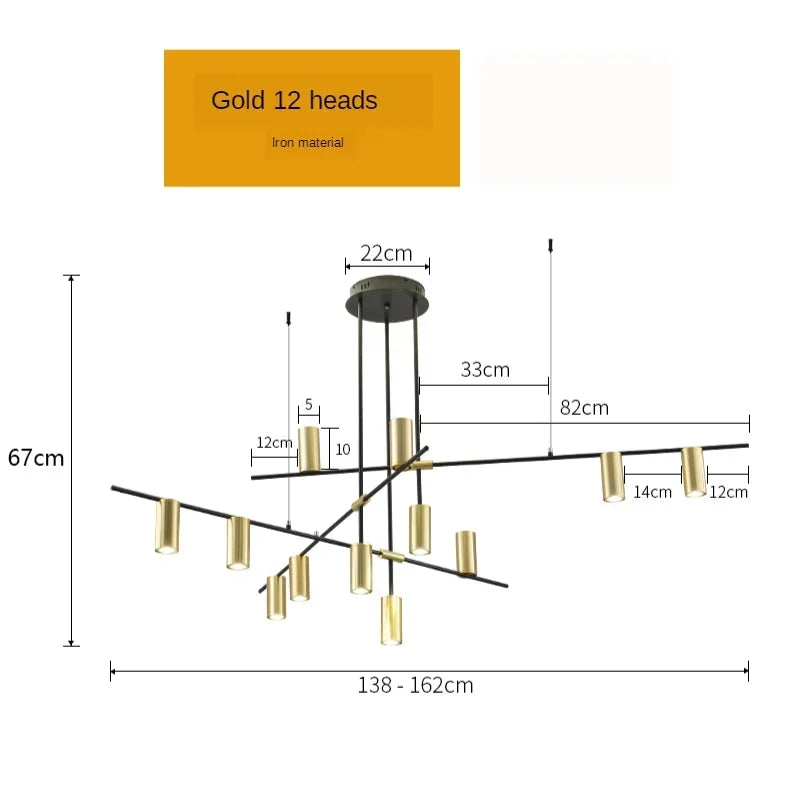 Modern Golden Metal LED Chandelier for Kitchen Dining Room Lighting