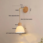 Adjustable LED Wall Light Fixture with Ceramic Wood Base for Home Decor