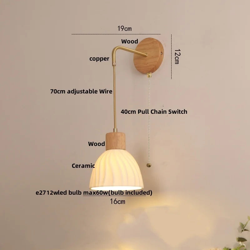 Afralia™ Adjustable LED Wall Light Fixture with Ceramic Wood Base for Dining Room, Study, Bar